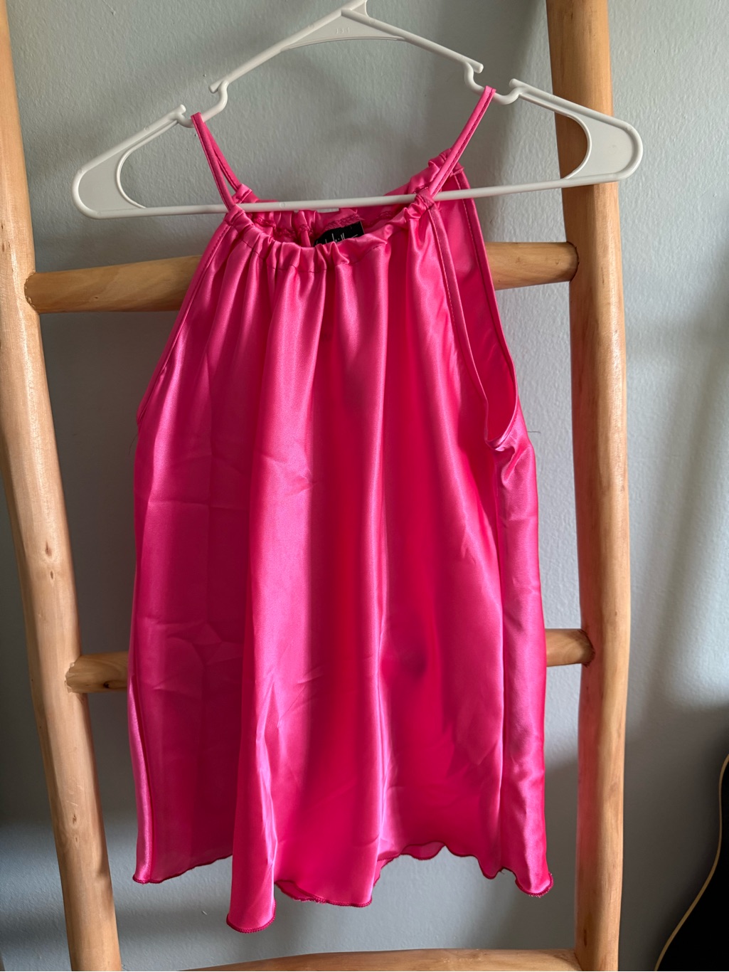 Nicole Miller Hot Pink Satin Halter Tank Top